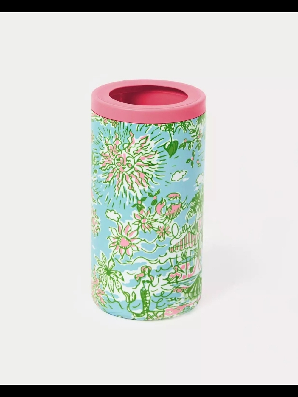 Lilly Pulitzer Pink & Aqua Tropical Pattern Can Cooler